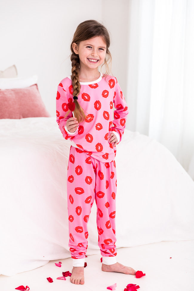 Serendipity Moments Kids Pink Lip Printed Pajama Set FINAL SALE