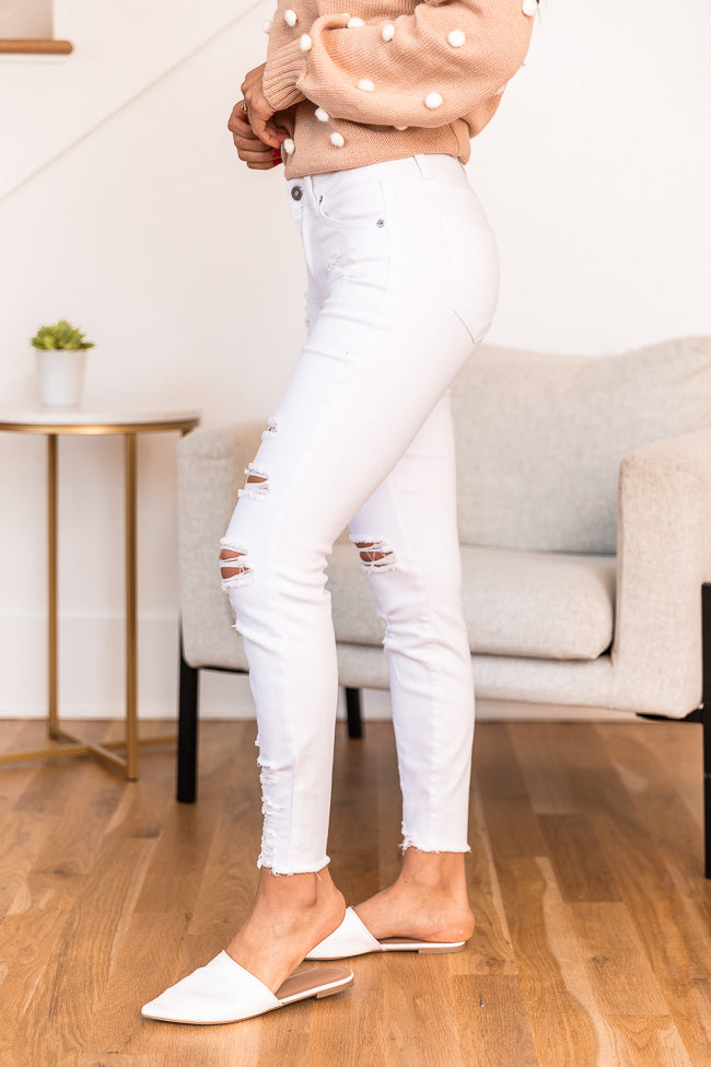 Venessa White Distressed Raw Hem Jeans FINAL SALE