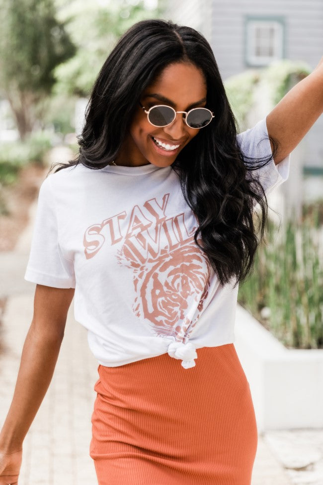 Stay Wild Tiger White Graphic Tee