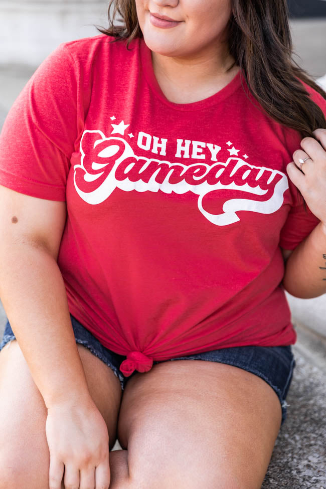 Oh Hey Gameday Heather Red Graphic Tee