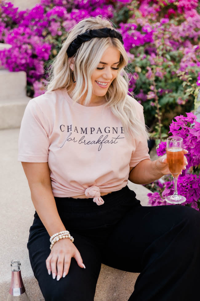 Champagne For Breakfast Peach Graphic Tee