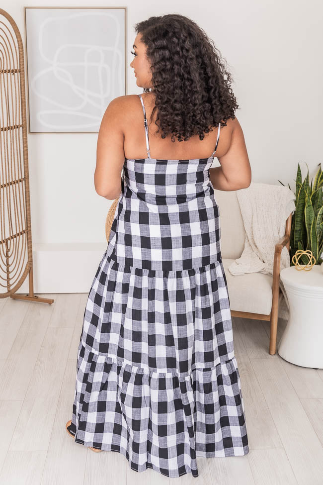 Black and white sale gingham maxi dress