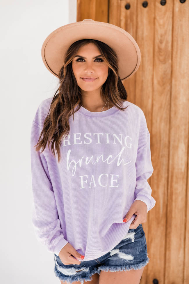 Resting Brunch Face Corded Graphic Sweatshirt Lilac