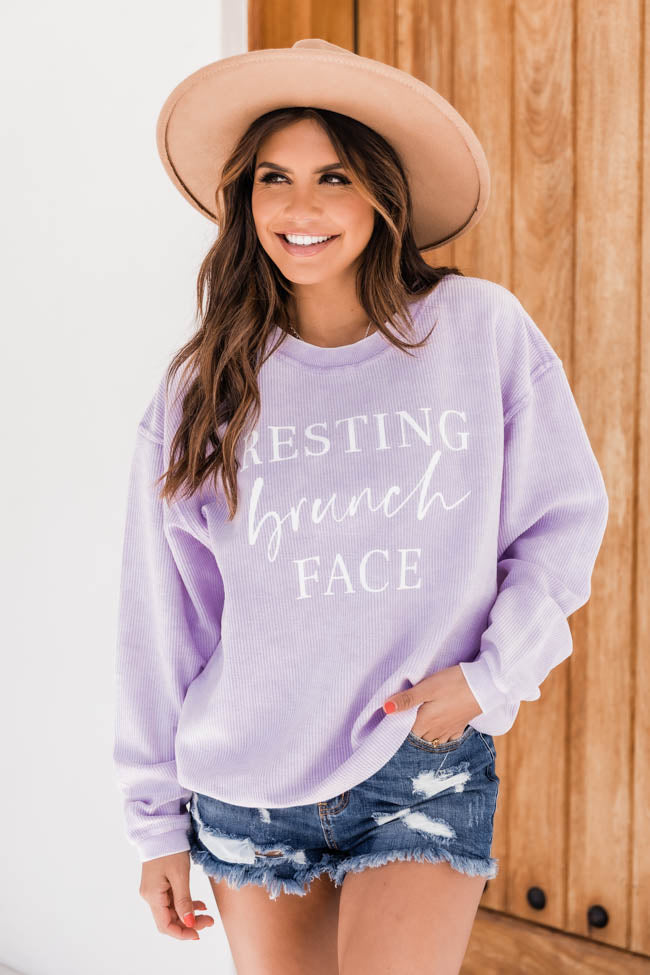 Resting Brunch Face Corded Graphic Sweatshirt Lilac