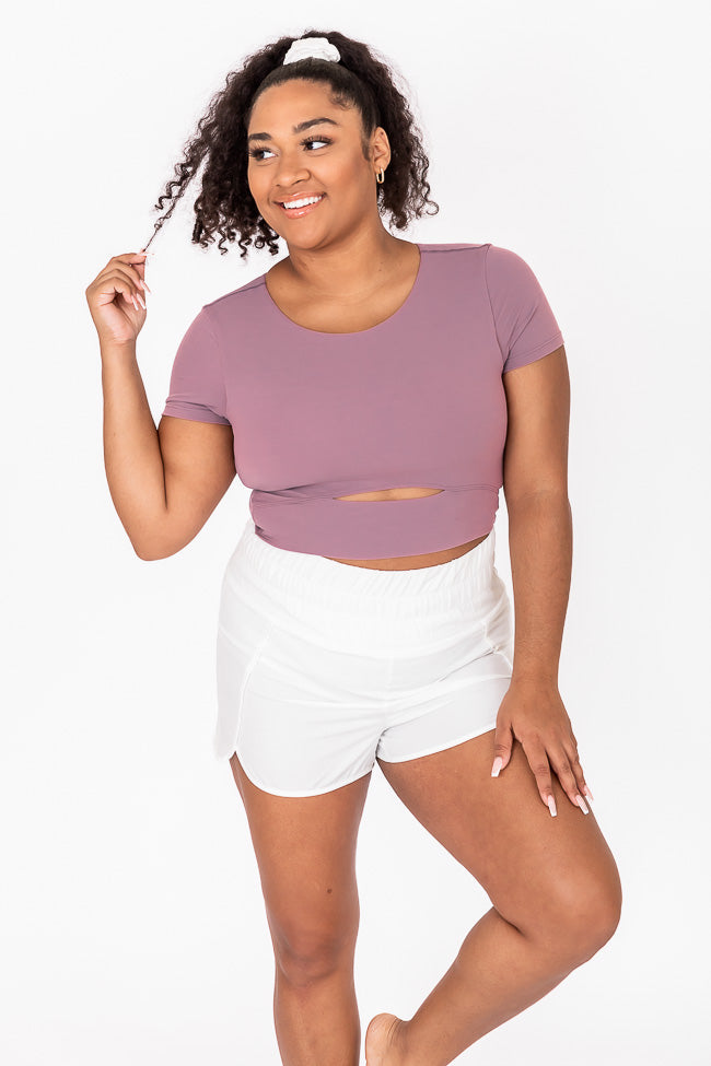 Maybe I'm Dreaming Purple Cutout Active Short Sleeve Tee FINAL SALE