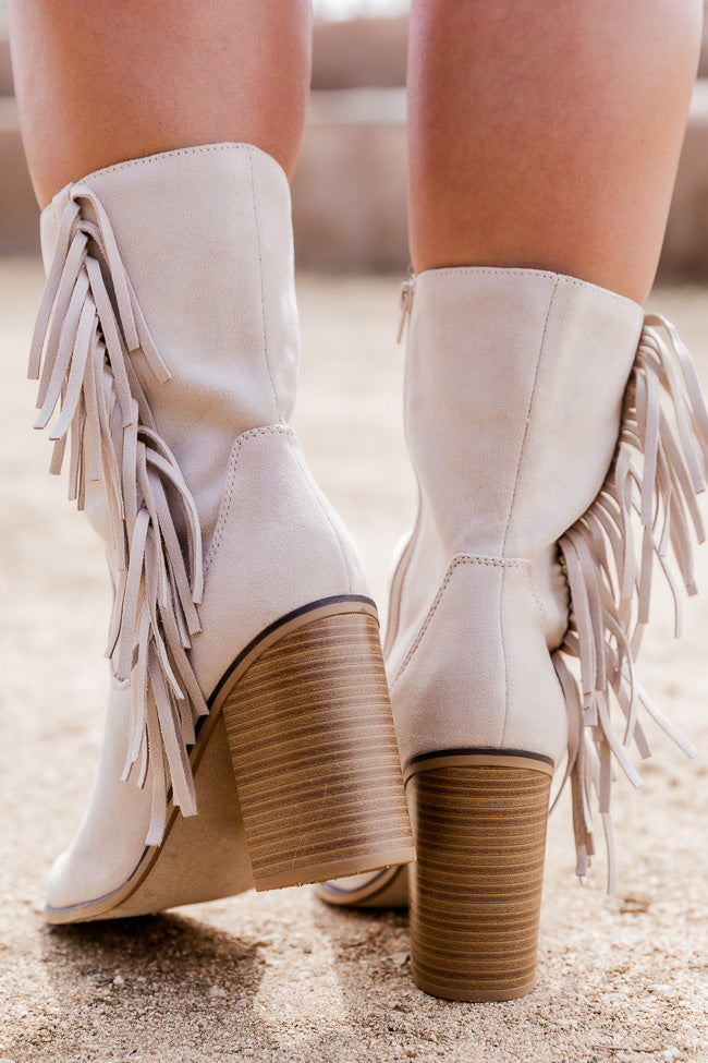 Nelly Beige Fringe Suede Boots FINAL SALE