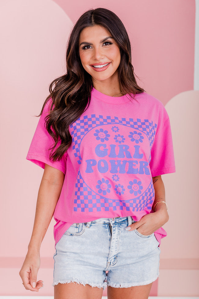 Girl Power Oversized Hot Pink Graphic Tee