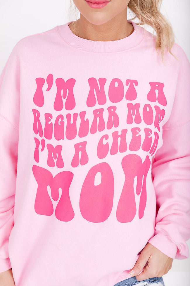 I'm Not A Regular Mom I'm A Cheer Mom Light Pink Oversized Graphic Sweatshirt