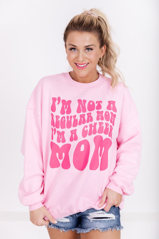 I'm Not A Regular Mom I'm A Cheer Mom Light Pink Oversized Graphic Sweatshirt
