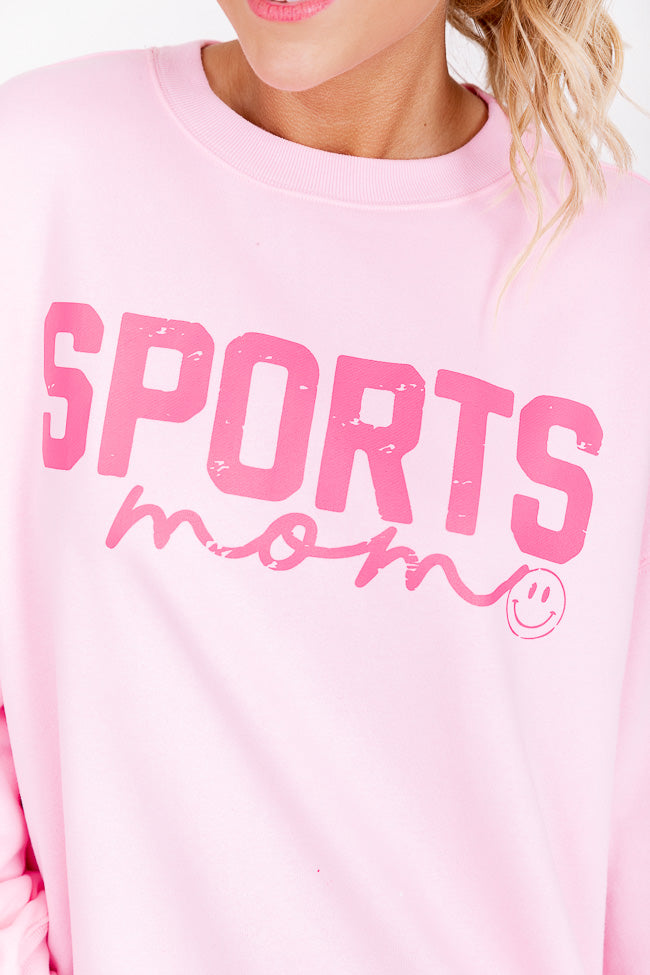 Sports Mom Light Pink Oversized Graphic Sweatshirt