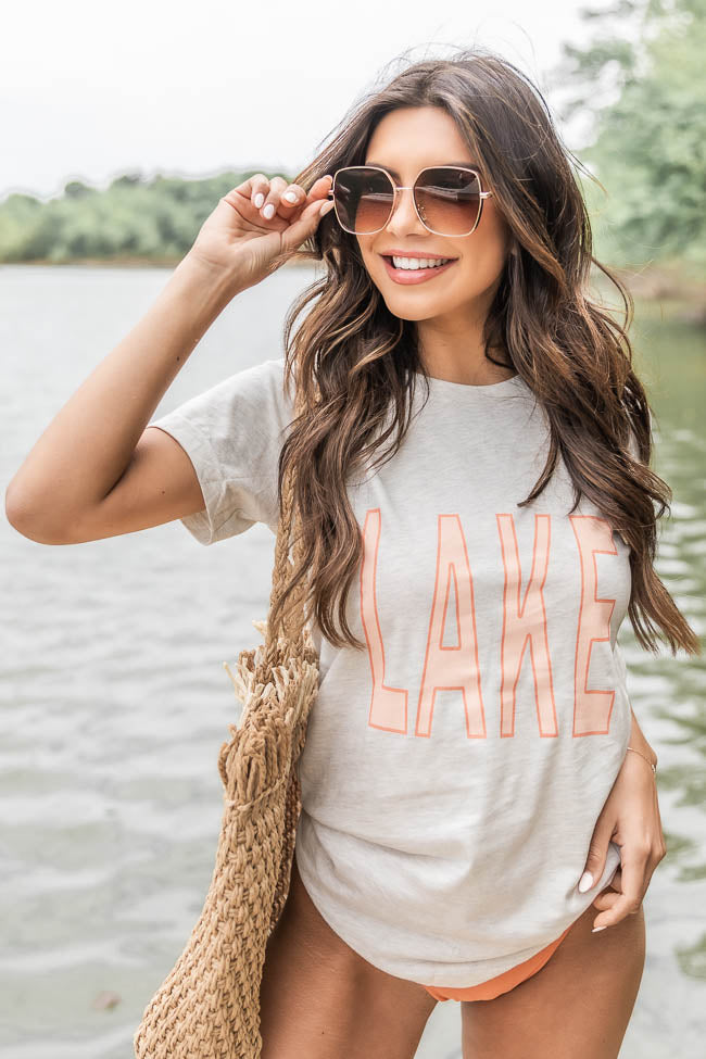 Lake Peach Heather Prism Natural Graphic Tee