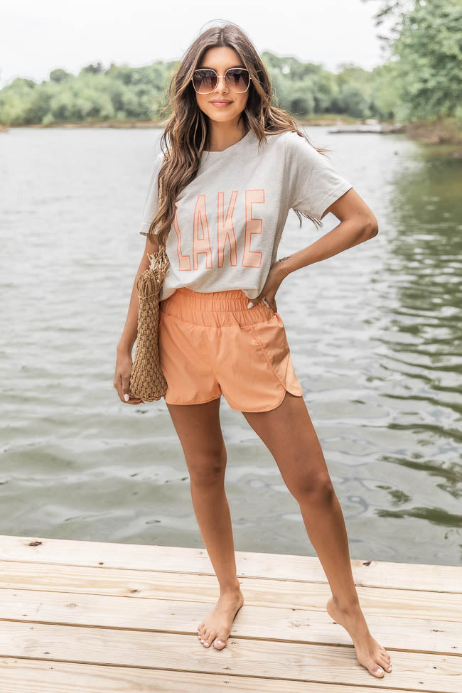 Lake Peach Heather Prism Natural Graphic Tee