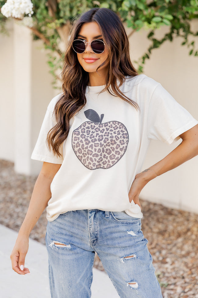 Leopard Apple Ivory Graphic Tee
