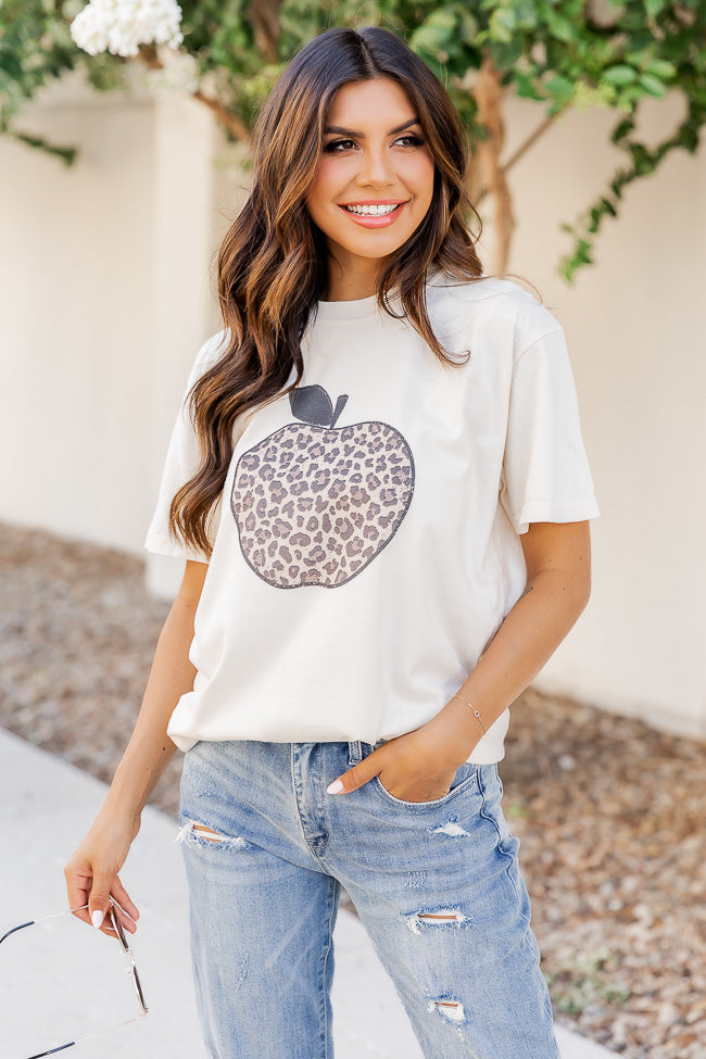 Leopard Apple Ivory Graphic Tee