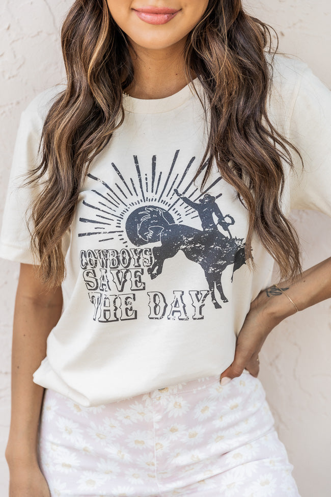 Cowboys Save The Day Cream Graphic Tee – Pink Lily