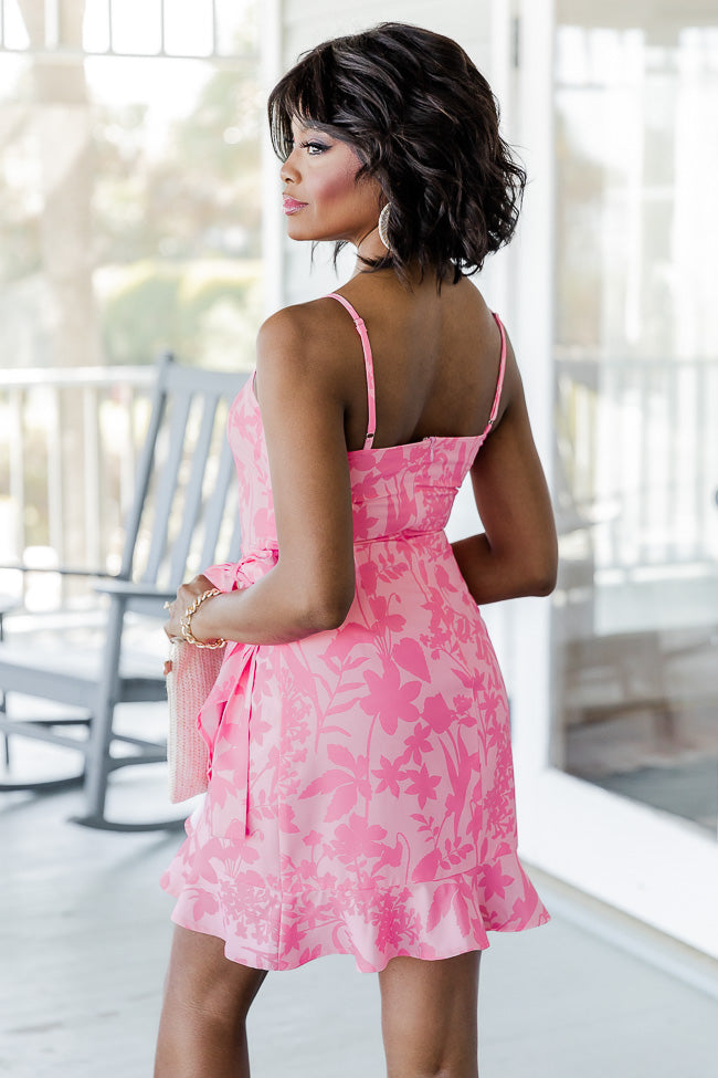 Pink fashion floral cocktail dress