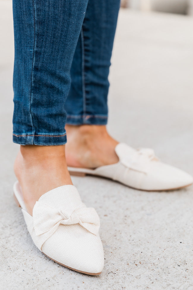 Audry Ivory Tweed Bow Mule Flats FINAL SALE