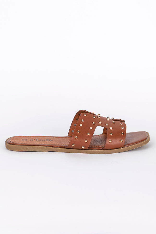 Buy LUNA BLU Stud-Detailed Brown Strappy Sandals from Westside