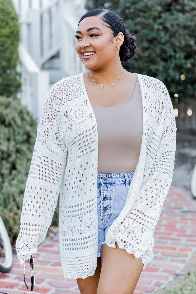 White crochet shop cardigan plus size