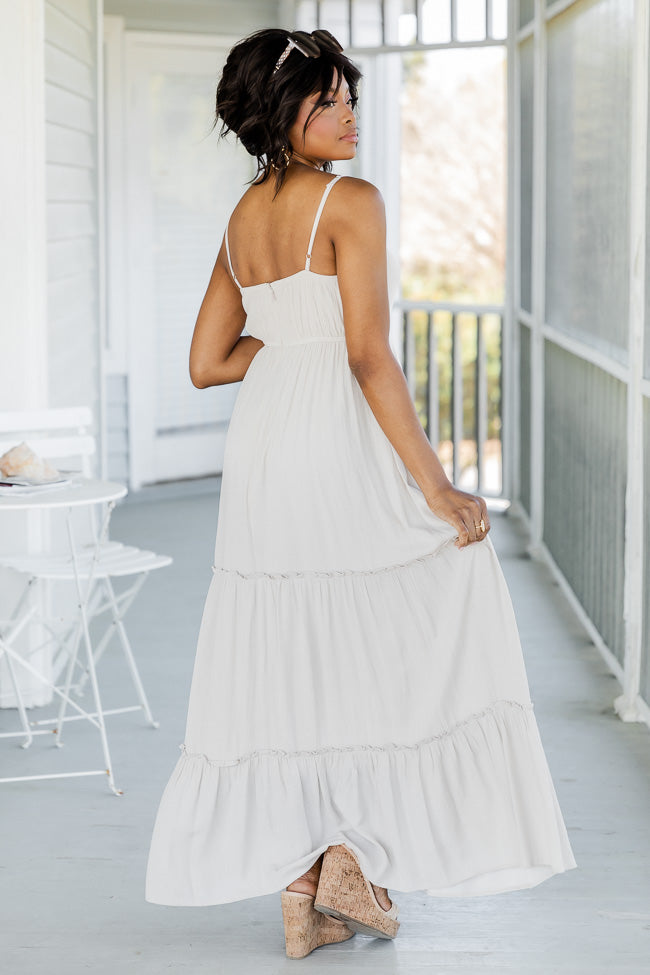 Worth Your While Beige Tiered Maxi Dress FINAL SALE