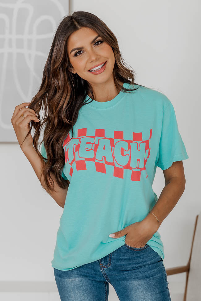 Checkered Teach Chalky Mint Graphic Tee