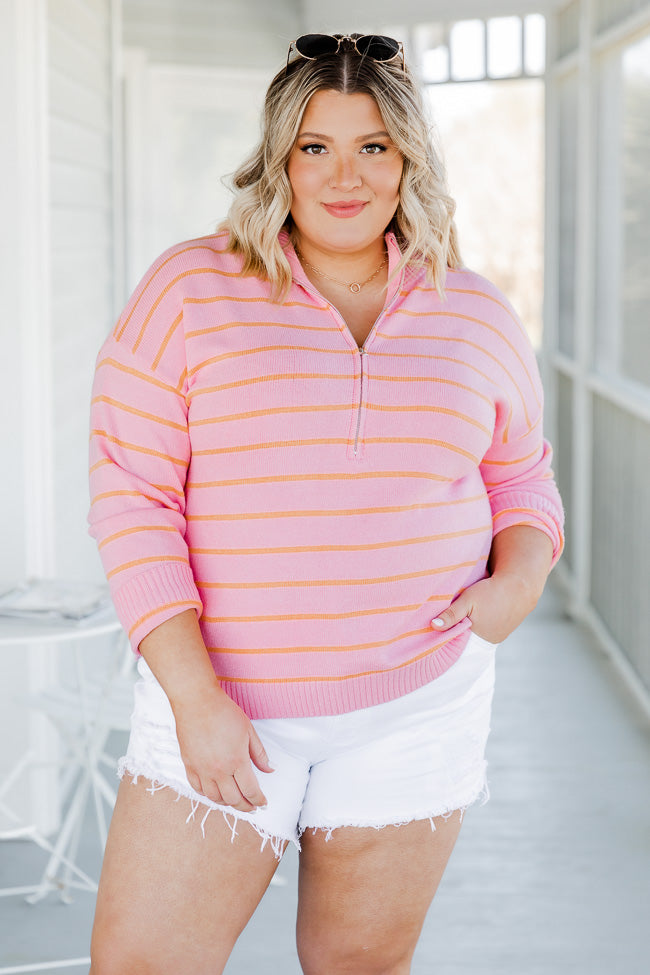 Pink and orange striped clearance sweater