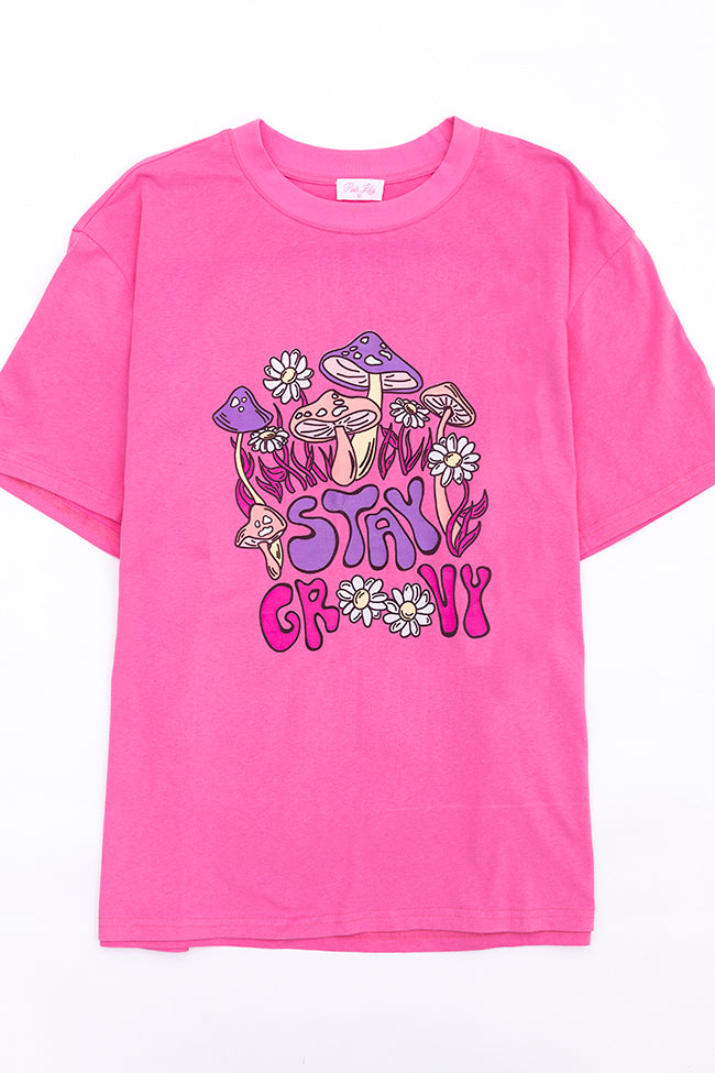 Stay Groovy Hot Pink Oversized Graphic Tee