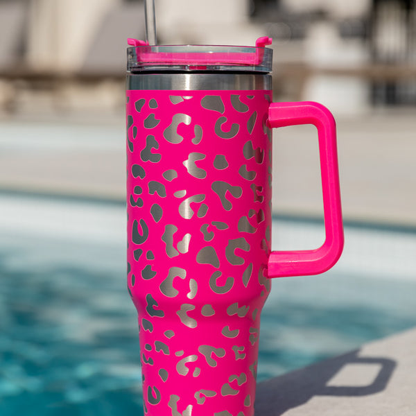 Sippin' Pretty Coral 40 oz Drink Tumbler With Lid And Straw FINAL SALE –  Pink Lily