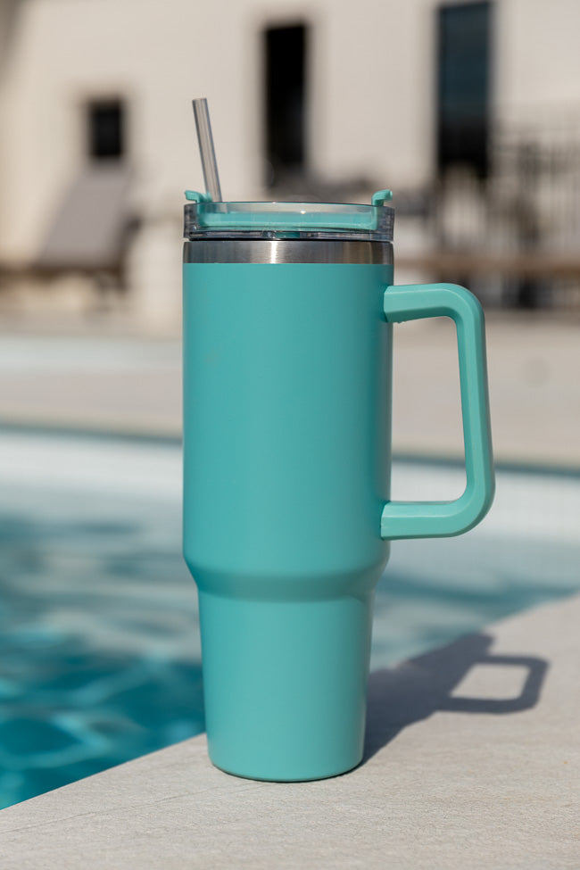 Sippin' Pretty Aqua 40 oz Drink Tumbler With Lid And Straw