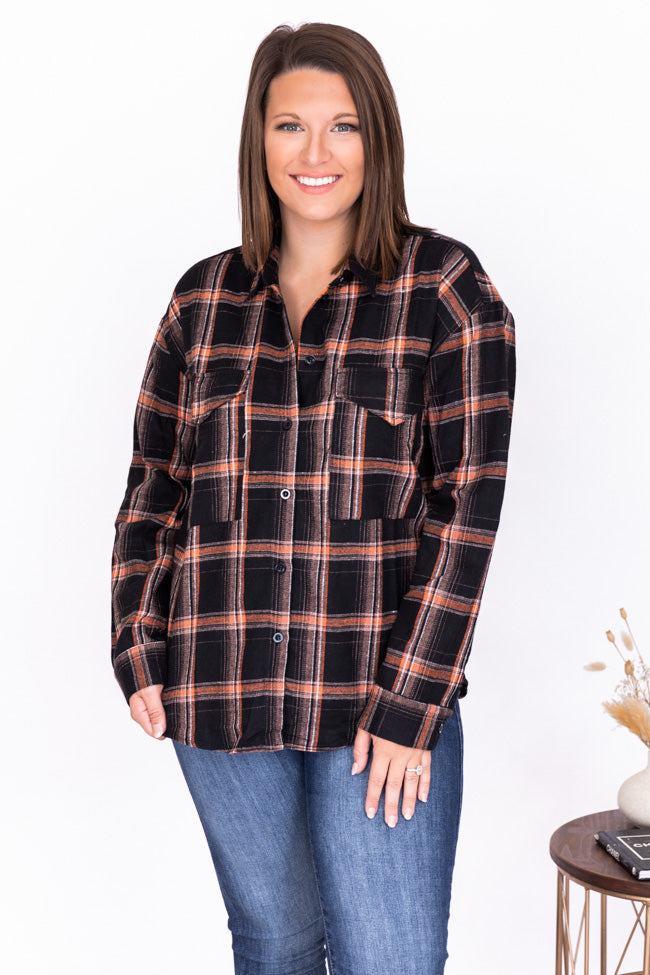 All I Ever Wanted Black Plaid Button Front Blouse