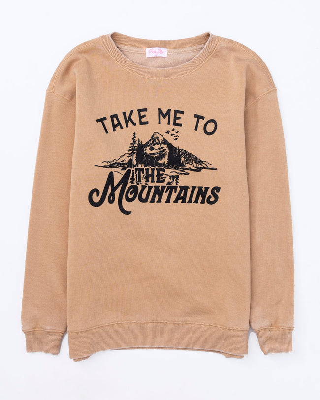 Take Me To The Mountains Gold Graphic Sweatshirt FINAL SALE