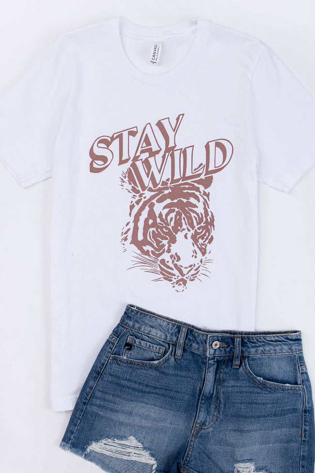 Stay Wild Tiger White Graphic Tee