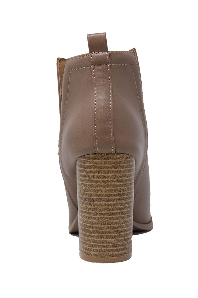 Taupe booties open outlet toe