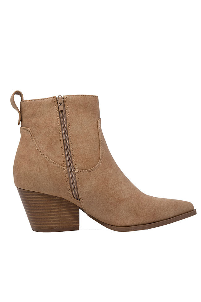 Kimberly Toffee Nubuck Pointed Toe Bootie FINAL SALE