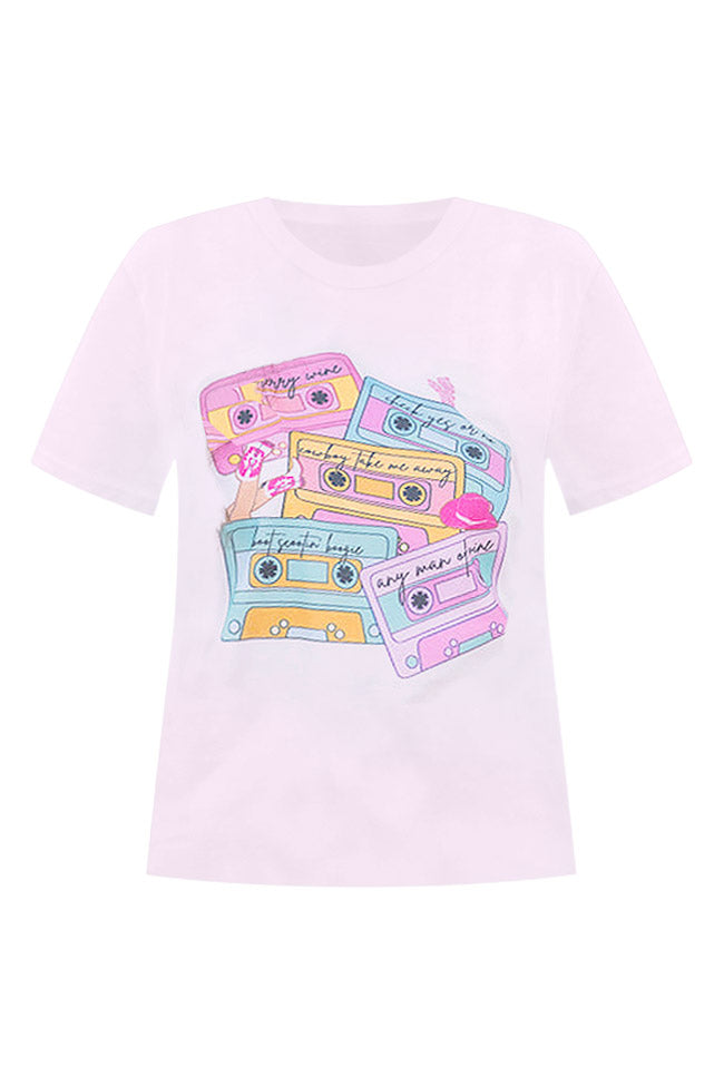 90s Cassette Tapes Pink Graphic Tee