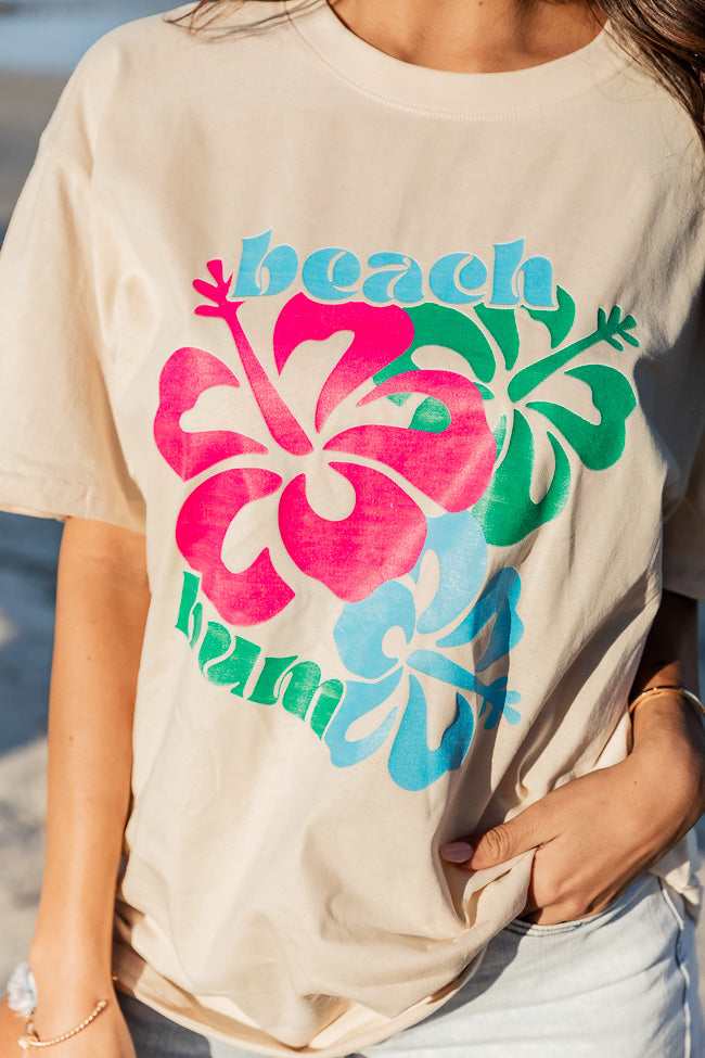 Floral Beach Bum Ivory Oversized Graphic Tee