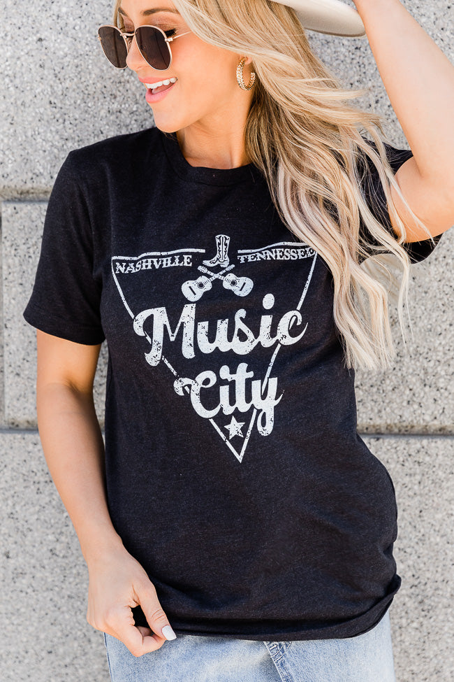 Music City Black Graphic Tee – Pink Lily