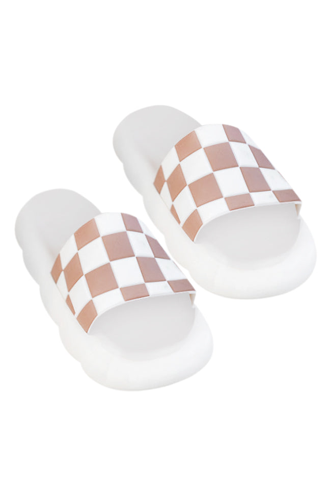 Alma Brown Jelly Checkered Slides FINAL SALE