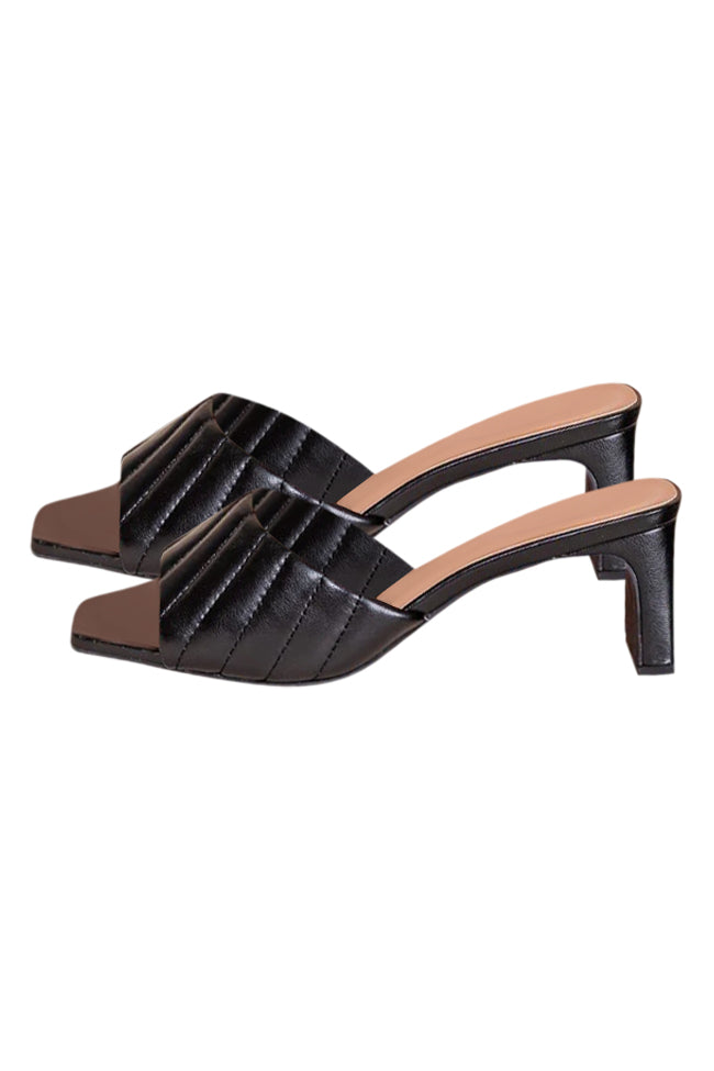 Anna Black Quilted Wide Classic Heel FINAL SALE