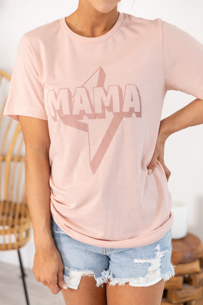Mama Lightning Bolt Graphic Peach Tee