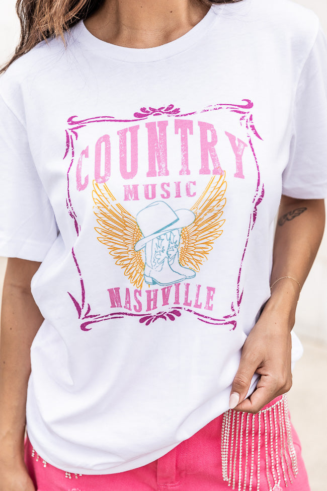 Country Music Nashville White Graphic Tee