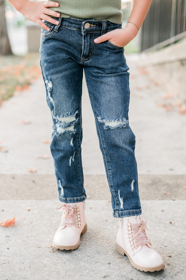 The Mini Girls Dark Wash Straight Leg Jeans FINAL SALE