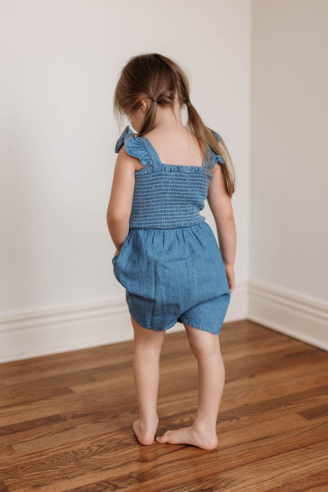 Baby girl 2024 chambray romper