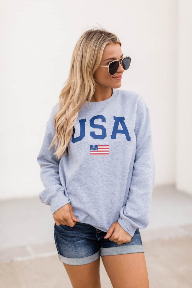 Athletic USA Flag Sport Grey Sweatshirt