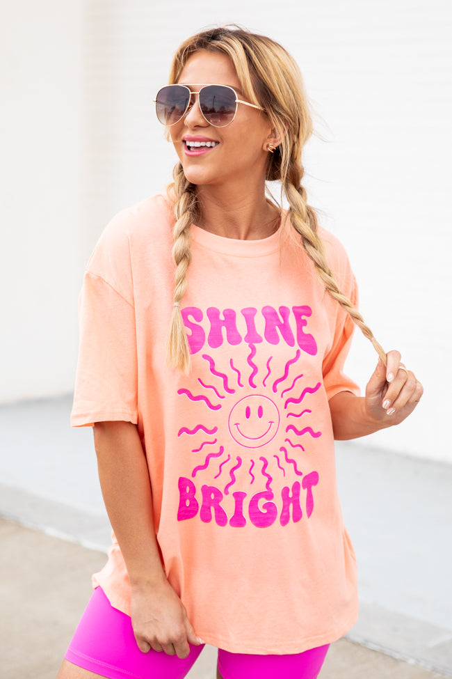 Shine Bright Coral Oversized Graphic Tee