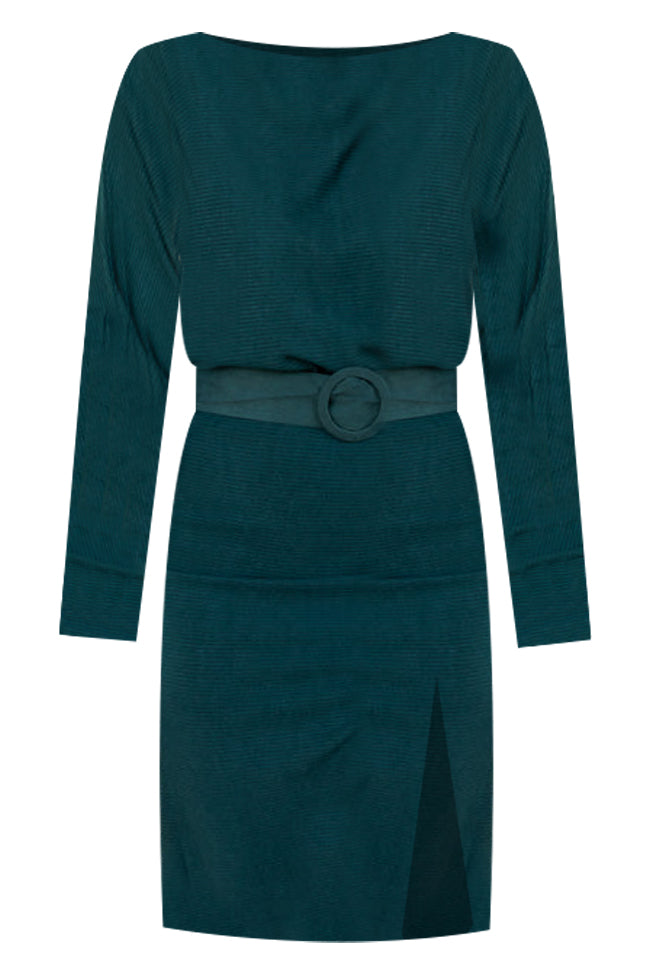 Front And Center Emerald Ribbed Knit Midi Dress FINAL SALE