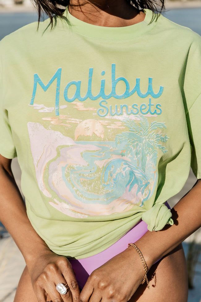 Malibu Sunsets Mint Oversized Graphic Tee