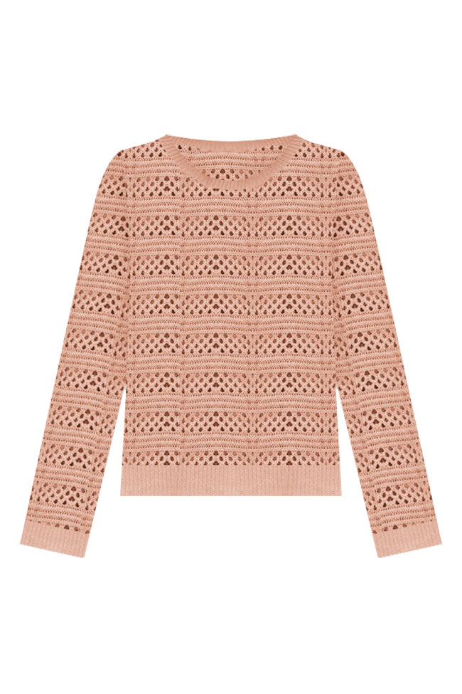 Going With You Terracotta Open Knit Sweater