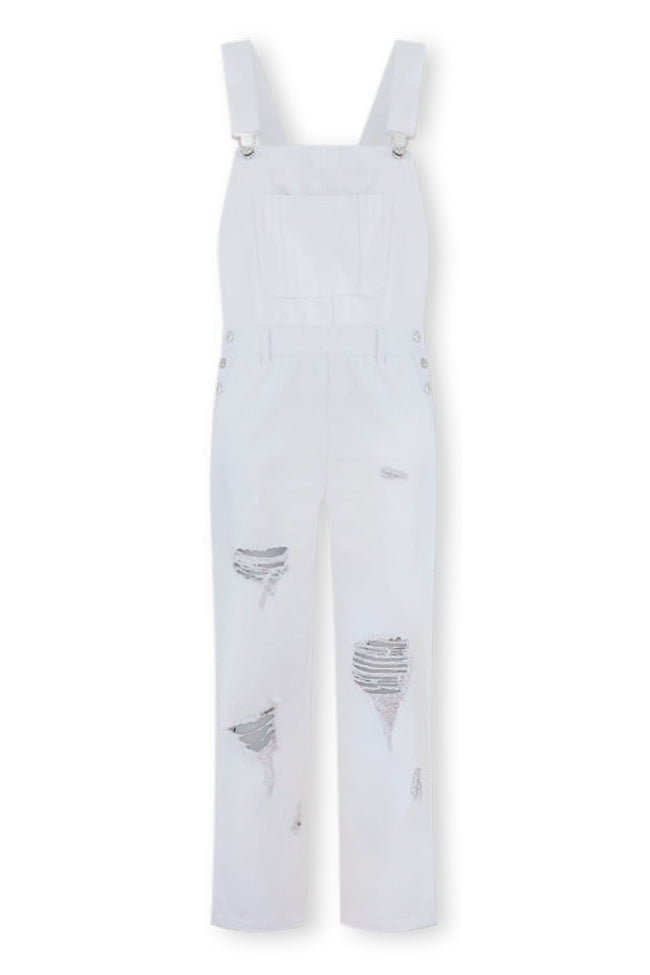 Gwen White Distressed Overalls FINAL SALE