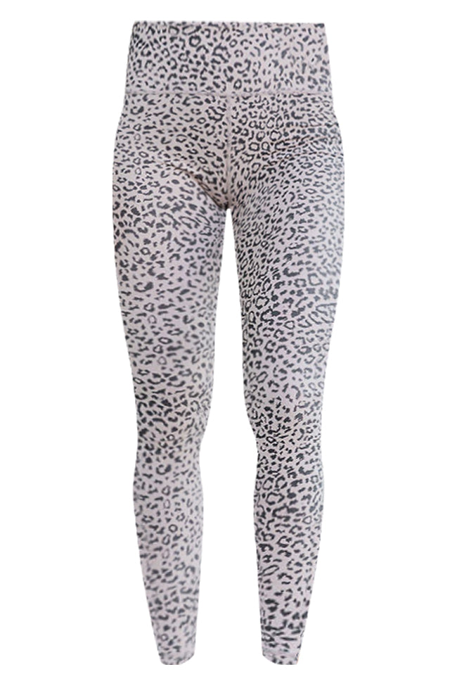 Jacquard legging with leopard motif and silicon print - Total Eclipse /  Grey Dawn - Redsware Clothing & Apparel